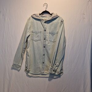 PacSun Denim Mens Med Hoodie Shacket  Casual Laid-Back Streetwear Relaxed